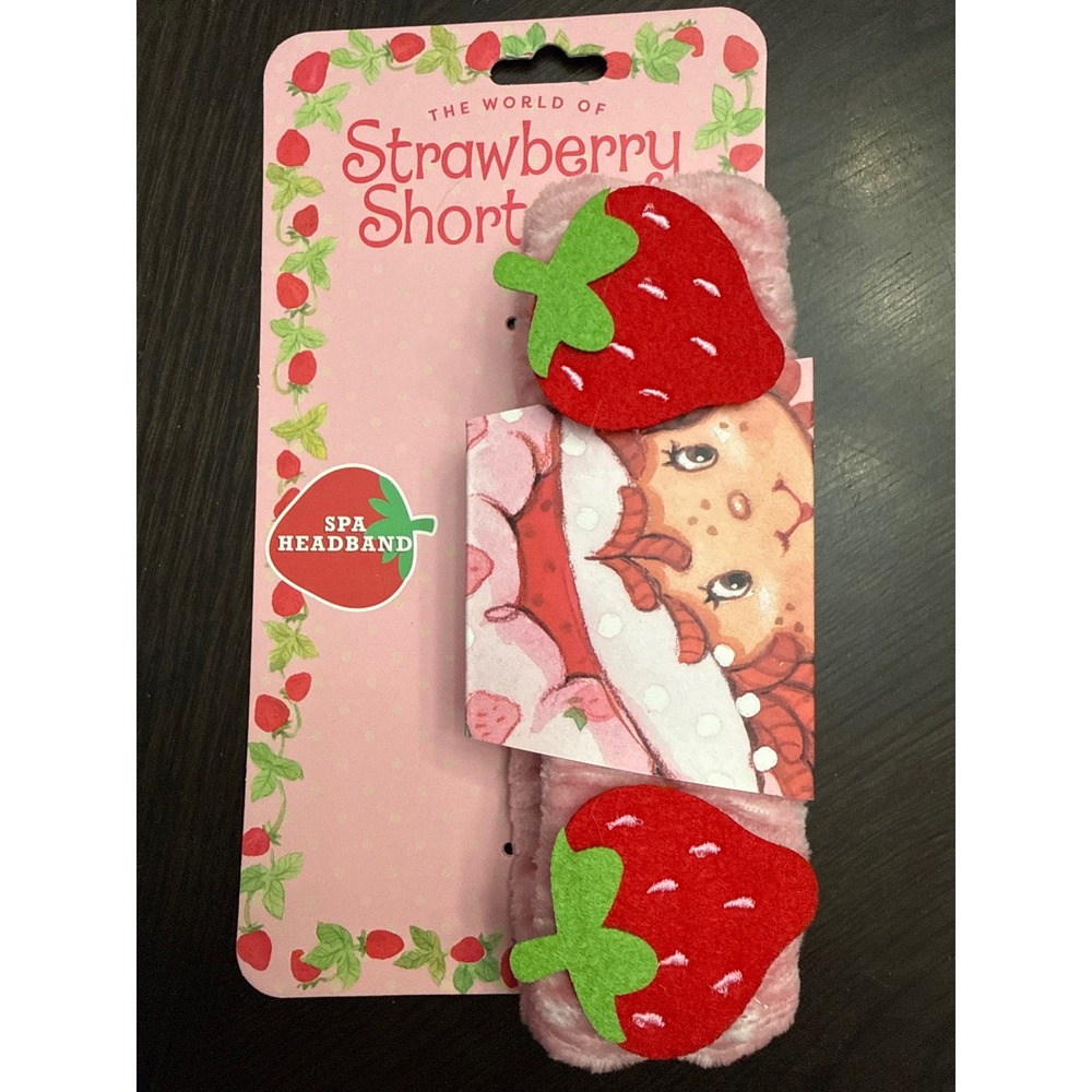 Strawberry Shortcake Spa Headband Pink Plush with Strawberry Appliques NEW